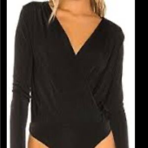 Free People Black Long Sleeve Bodysuit